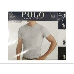 Polo Ralph Lauren Men's White, Navy & Black Slim Fit Crew-Neck T-Shirts Small